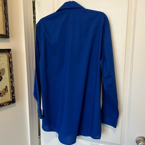 Royal sapphire cobalt blue oversized classic  boyfriend button up down shirt - Picture 6 of 12